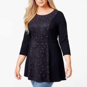 EUC Plus Size Melissa McCarthy Seven7 Studded Faux-Suede-Front Tunic – Size 1X